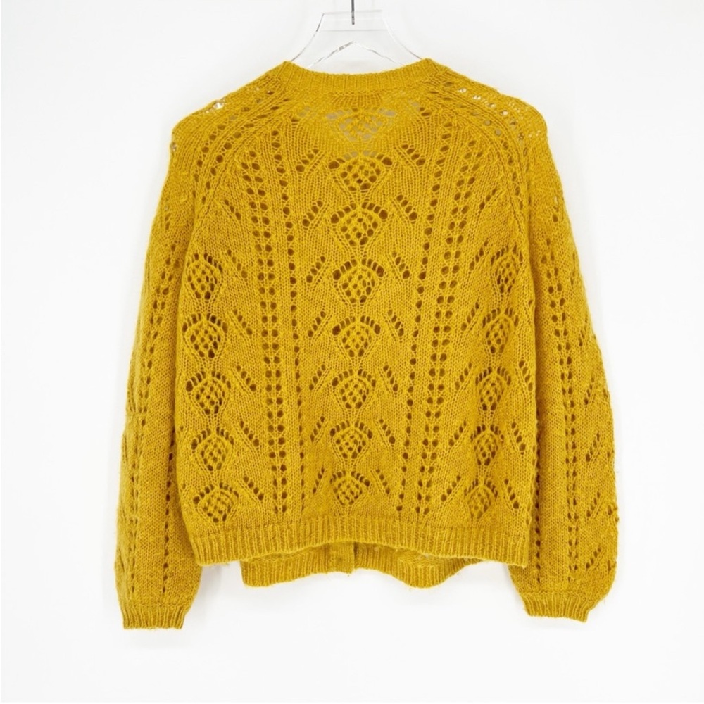 Sezane Mario Mohair Blend Cardigan M Mustard Yellow